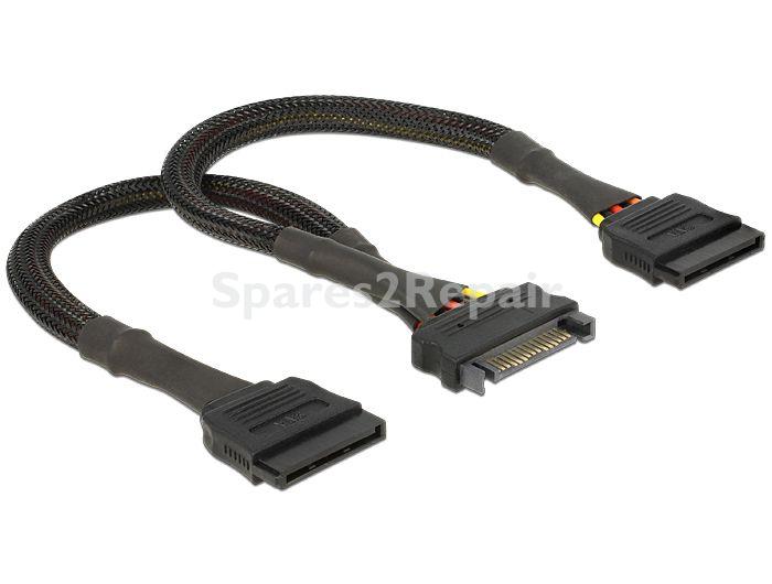 Delock Internal Power Supply Cable - Sata Power Cable 15 Pin Female > 2 X Sata 15 Pin Male 25 Cm