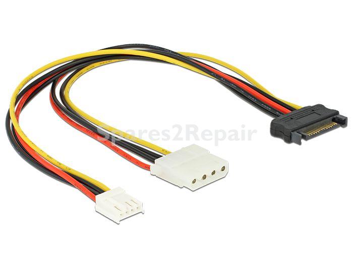 Delock Internal Power Supply Cable - Cable Y- Power Sata Male 15 Pin > 4 Pin Molex Female + 4 Pin