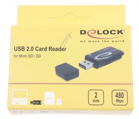 Delock Cardreader - Mini Usb 2.0 Card Reader Mit Sd Und Micro Sd Slot - 91602