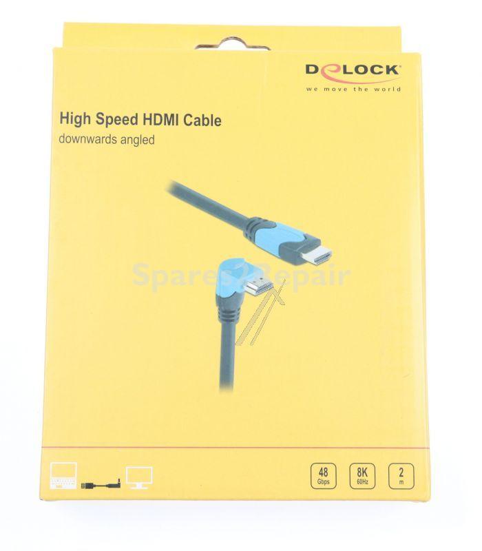 Delock Hdmi Cable - High Speed Hdmi Kabel Stecker Gerade Zu Stecker 90° Unten Gewinkelt 48 Gbps 8k 60 Hz 2 M