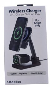 Mobilize Charging Cradle - 57509 3in1 Charger Station For Apple Watch And Magsafe Compatible Phones 15w Black