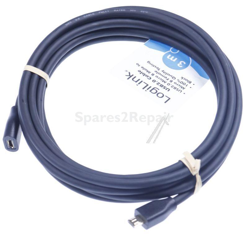 Logilink Extension Cable Usb - Usb 2 0-kabel Micro-usb-m Zu Micro-usb-f Schwarz 3 M - CU0124