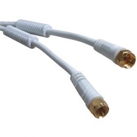 White Sat Connecting Cable - Antenna Cable 1,5m F-plug - F-plug White, Guilded