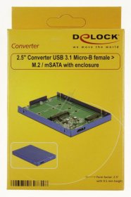 Delock Hard Drive Enclosure 2,5" - Konverter Usb 3.1 Micro-b Buchse > M.2 - Msata Mit GehÄuse