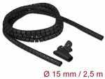 Delock Cable Cover - Cable Spiral Wrap 2,5 M X 15 Mm Black
