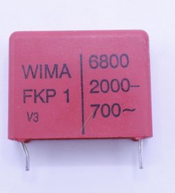 Wima Fkp1 Pulse Capacitor - 6800pf-2000v Fkp1u016805h00mssd Fkp1 Pulse Capacitor Rm=22 5mm
