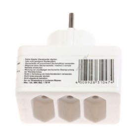 VIVANCO 3-Way Euro Adapter A3 W 3X EURO SOCKET => SHUKO PLUG ADAPTOR 31047