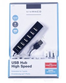 VIVANCO Hub-USB IT-USBHUB7PWR USB 2.0 HUB, 7 PORTS, POWER ADAPTER INCLUDED 36661