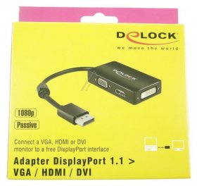 Delock Dvi Cable - 62656 Adapter Displayport 1 1 Male > Vga-hdmi-dvi Female Passi