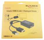 Delock Cable/plugs/adapter - Adapter Hdmi-a Male > Displayport 1.2 Female Black