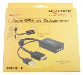 Delock Cable/plugs/adapter - Adapter Hdmi-a Male > Displayport 1.2 Female Black