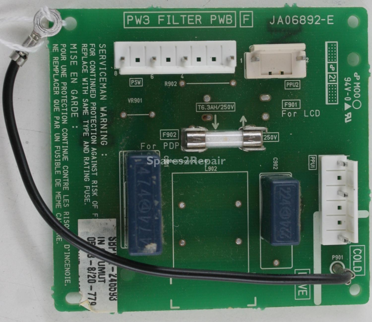 Hitachi 42PD9700U - AC Filter - JA06892-E - PW3 FILTER PWB F