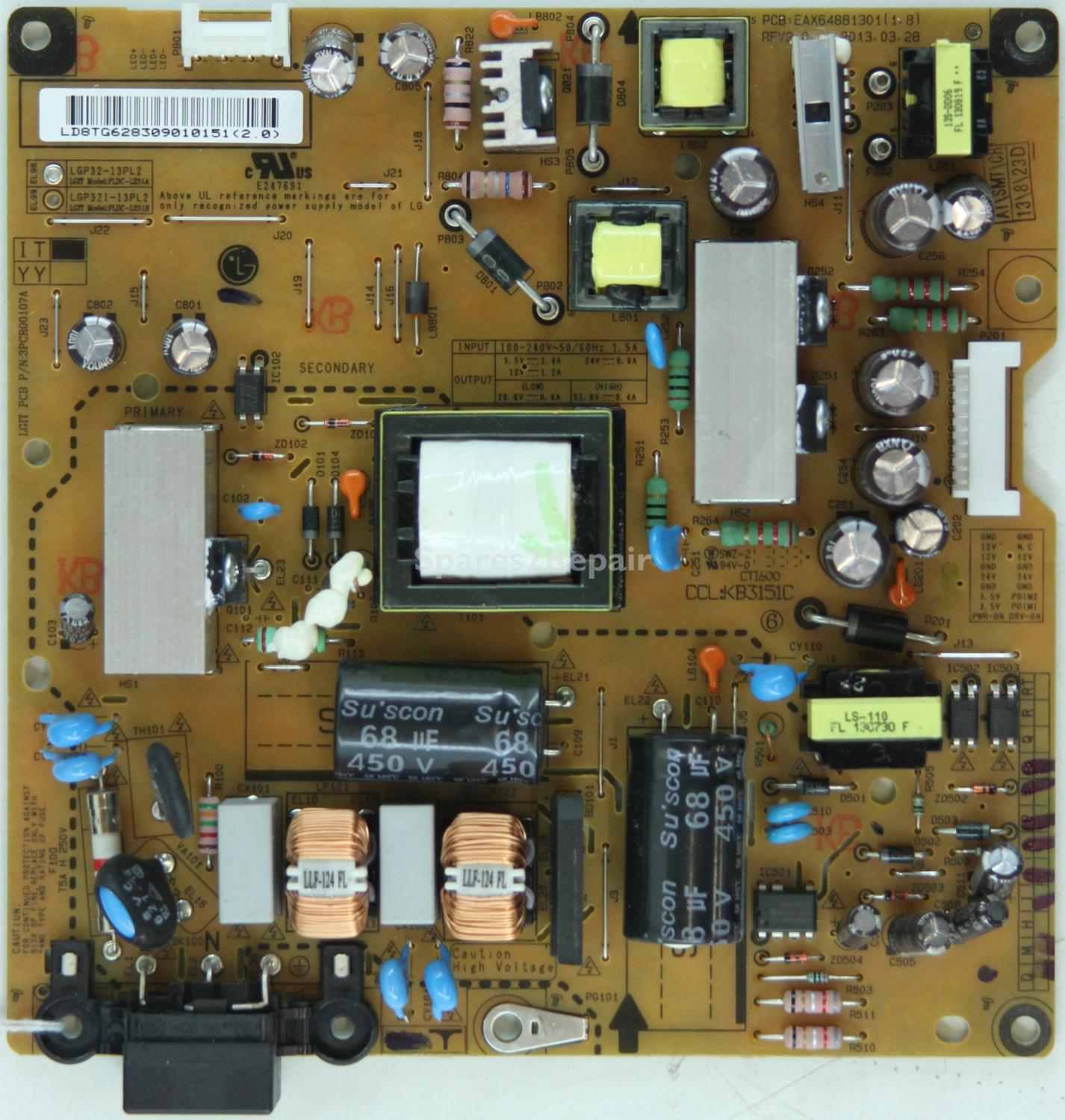 LG 32LA620V - PSU - EAX64881301(1.8) - REV2.0 - 3PCR00107A - LGP32-13PL2