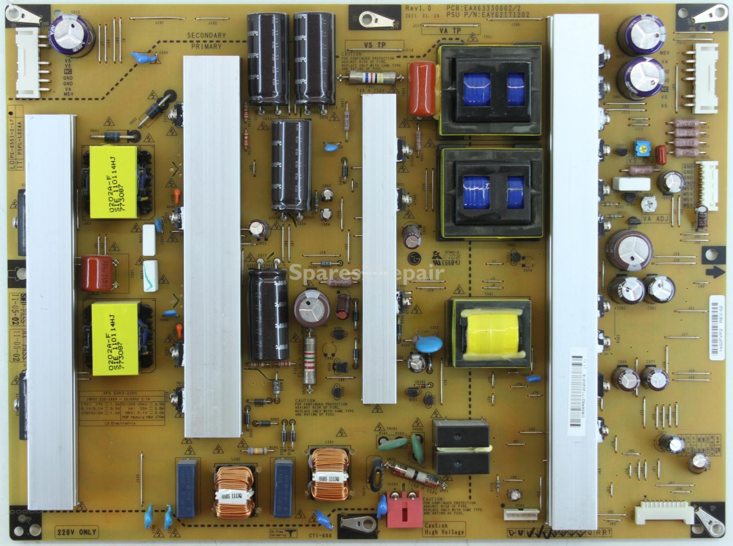 LG 60PZ550T - PSU - EAY62171202 - EAX63330002/2 - Rev1.0 - PE-6551-2-LF