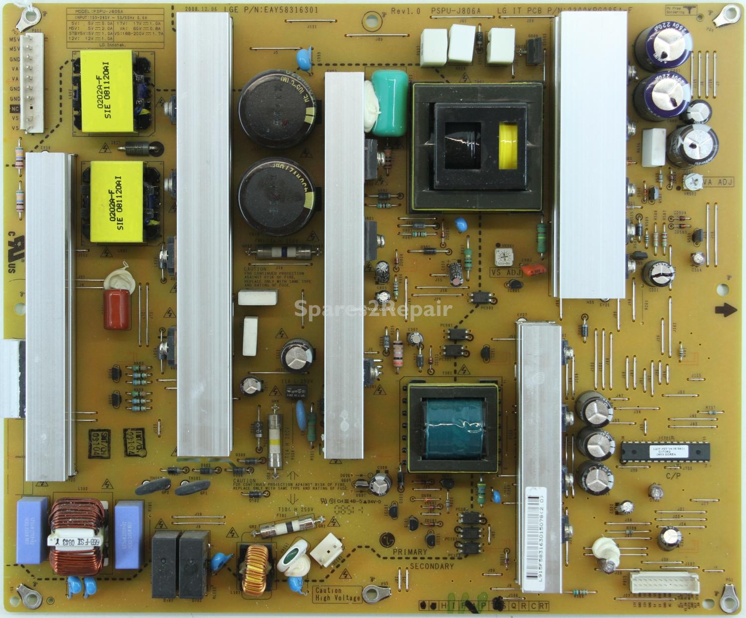 LG 50PQ6000 - PSU - EAY58316301 - Rev1.0 - 2300KPG085A-F - PSPU-J860A